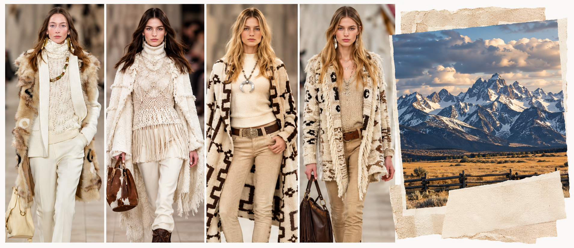 Ralph Lauren Fall 2015 collection runway looks with an American West landscape