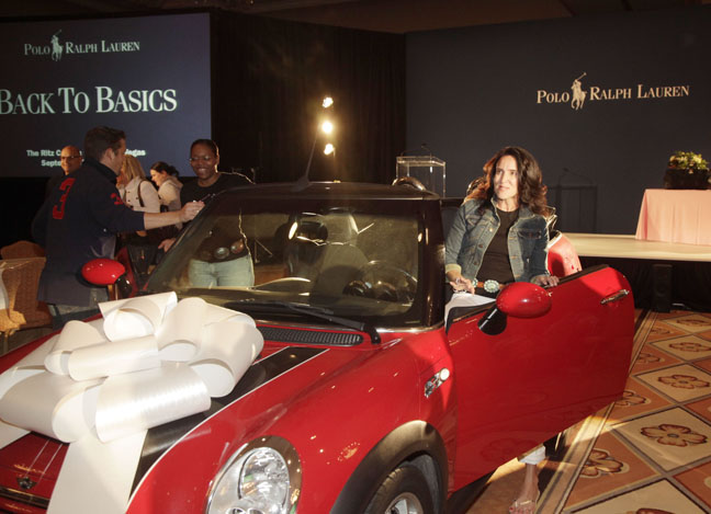 Polo Ralph Lauren Back to Basics conference moment with a red Mini Cooper on stage