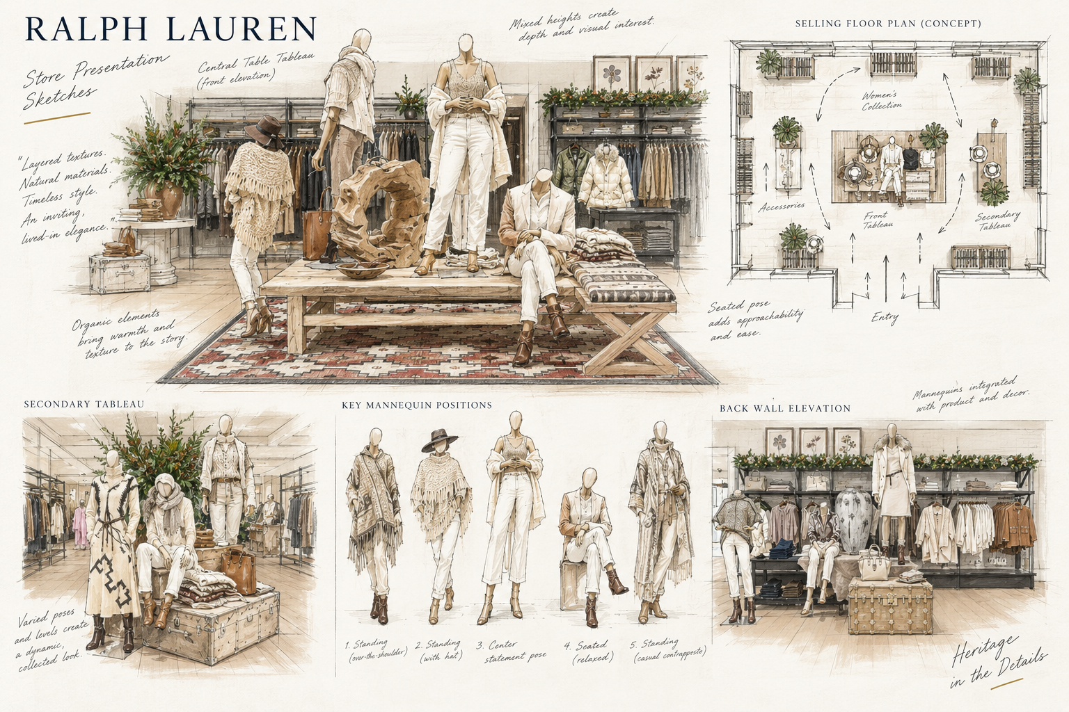 Ralph Lauren store presentation sketches