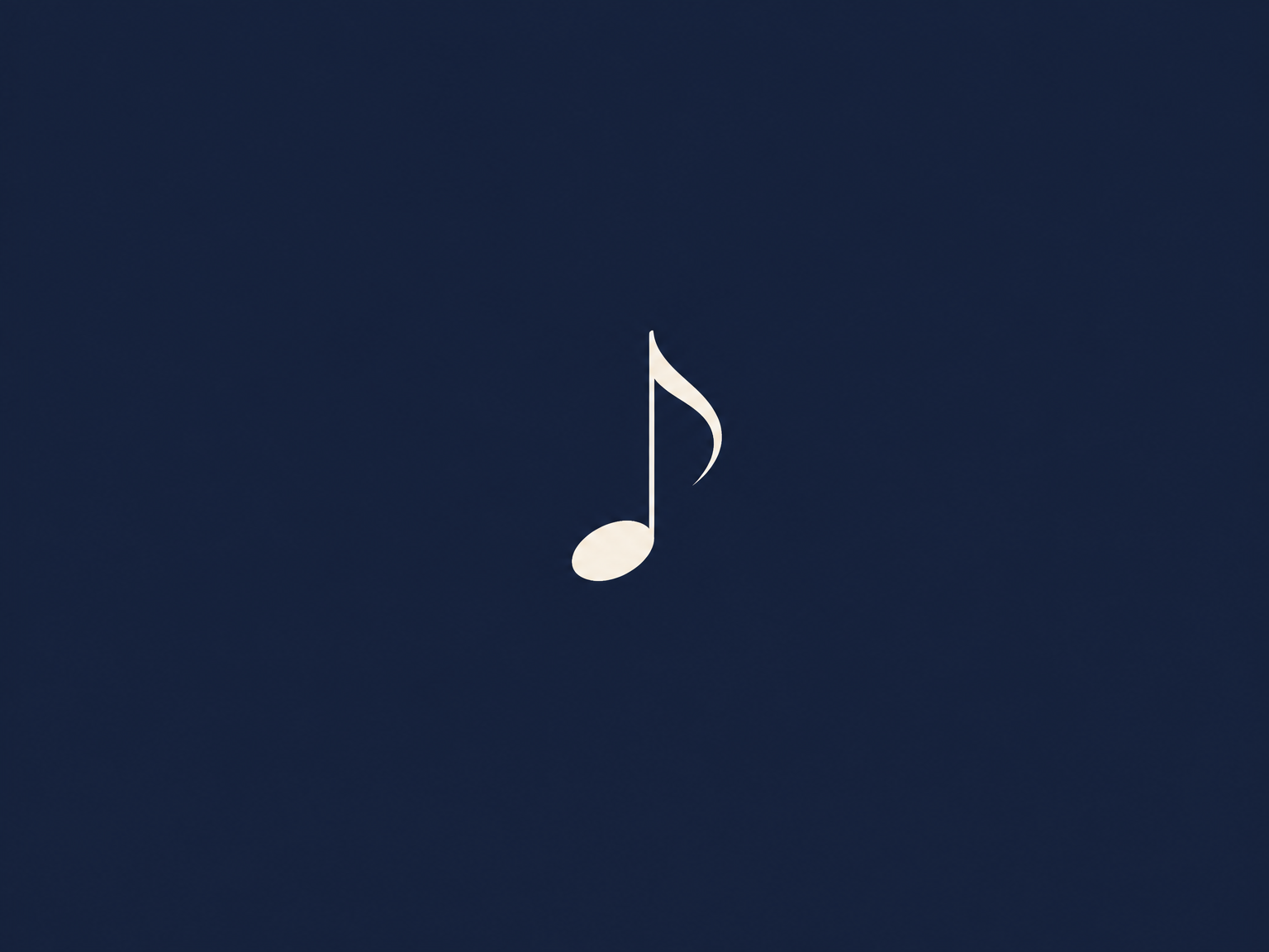 Deep navy graphic tile with a single ivory musical note